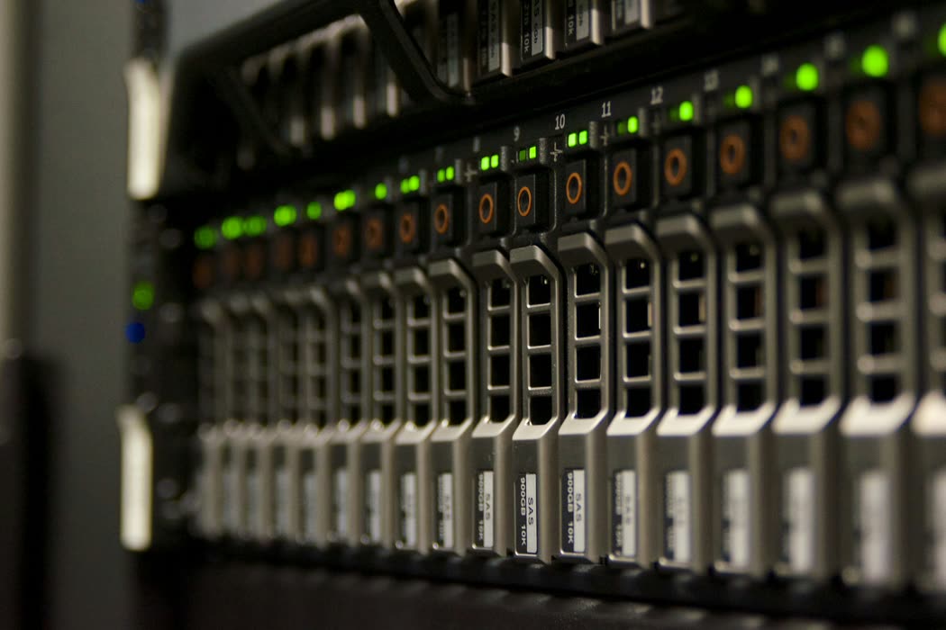 Server racks in a data centre aisle.